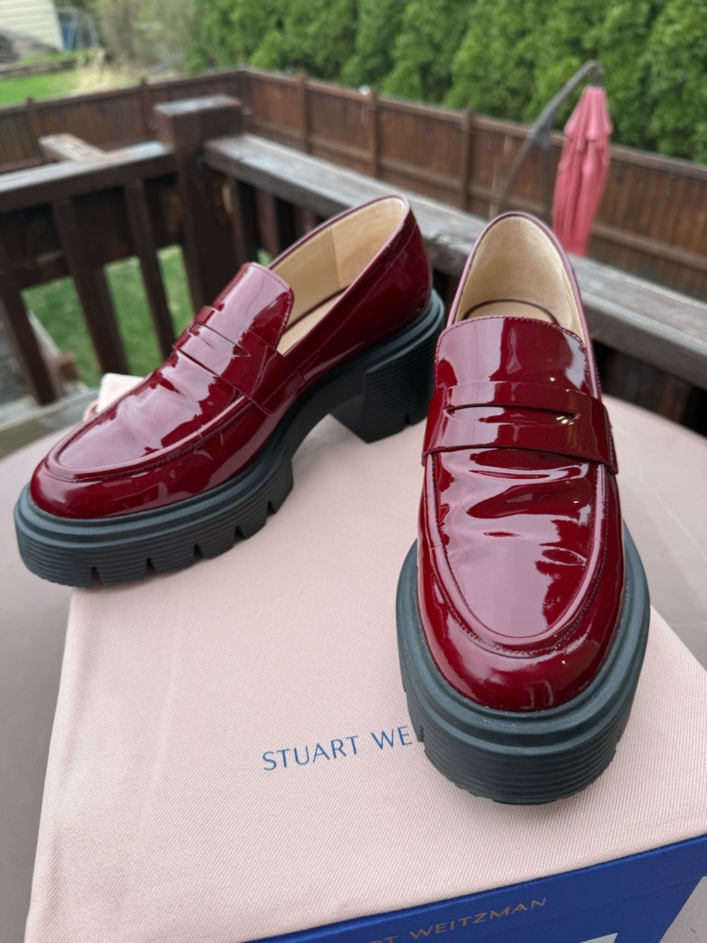 Stuart Weitzman Red Patent Leather Soho Loafers - Picture 12 of 15
